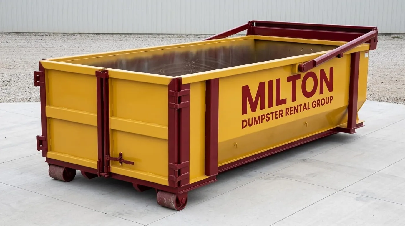 Low-sided roll-off container for concrete and heavy debris Low-sided roll-off container for concrete and heavy debris